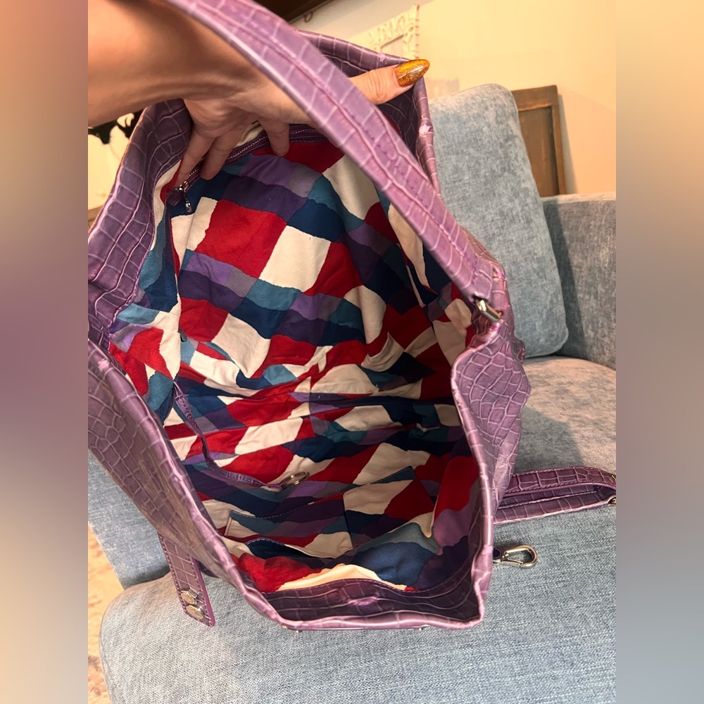 Marc By Marc Jacobs VINTAGE CrocEmbossed Purple Hobo/Sling Bag X-LARGE Crossbody - Picture 17 of 17